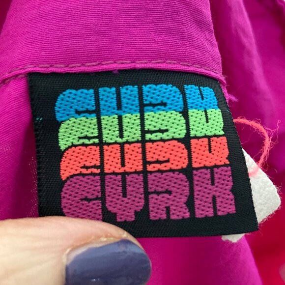 Vintage 90s Cyrk Windbreaker Anorak Jacket Medium Hot Pink Soccer Patch 1/4 Zip - Picture 4 of 7